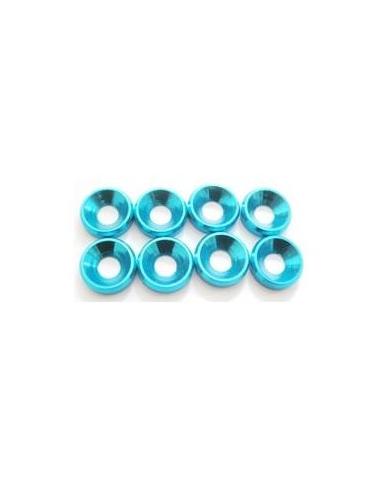 Arandelas aluminio cónicas de 4mm - Azul (8u)