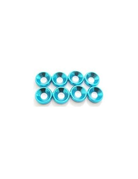 Arandelas aluminio cónicas de 4mm - Azul (8u)