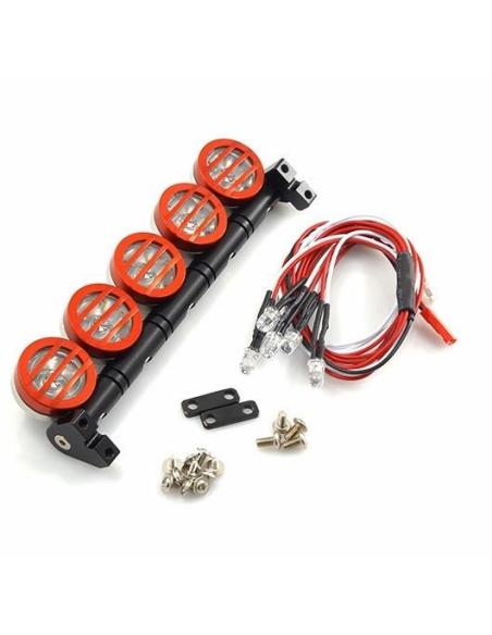 Aluminum Roof 5 White LED Light Set For RC Truck Crawler 1/10.