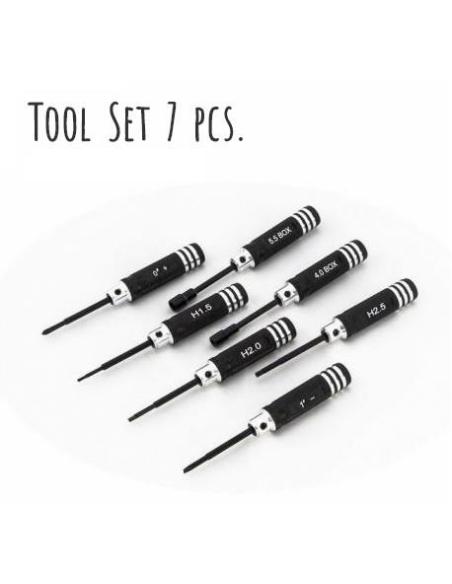 Set de destornilladores Variado: Allen, Hexagonal, Philips y Plana.