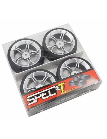 Ruedas Touring con llanta en Plata para 1/10 (4u)