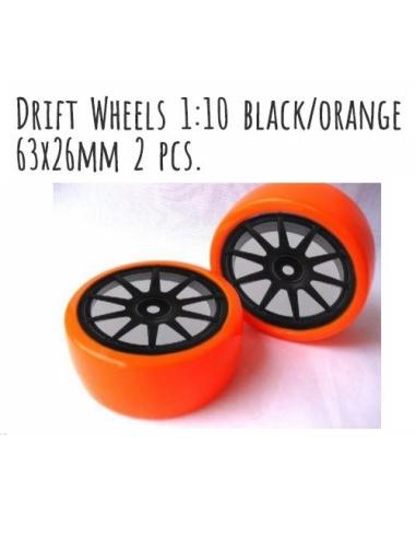 Neumáticos Drift 1/10 2pcs - Naranja/negro